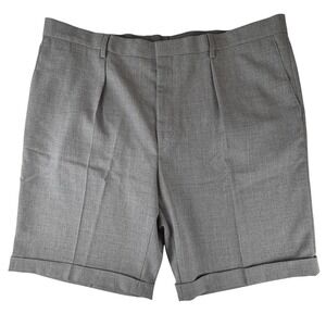 Hugo Boss Pierce Mens Pleated Dress Shorts Grey Cuffed Size 42 R NWT